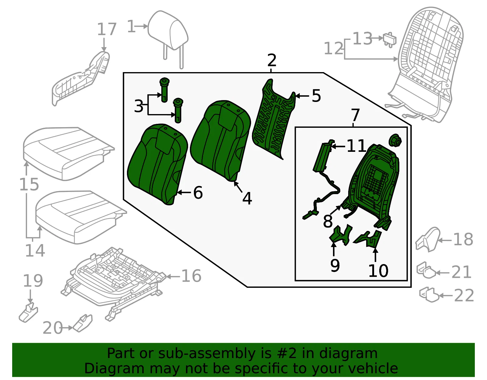 Seat Back Assembly - Kia (88400-P4DC0MC3) - view 2