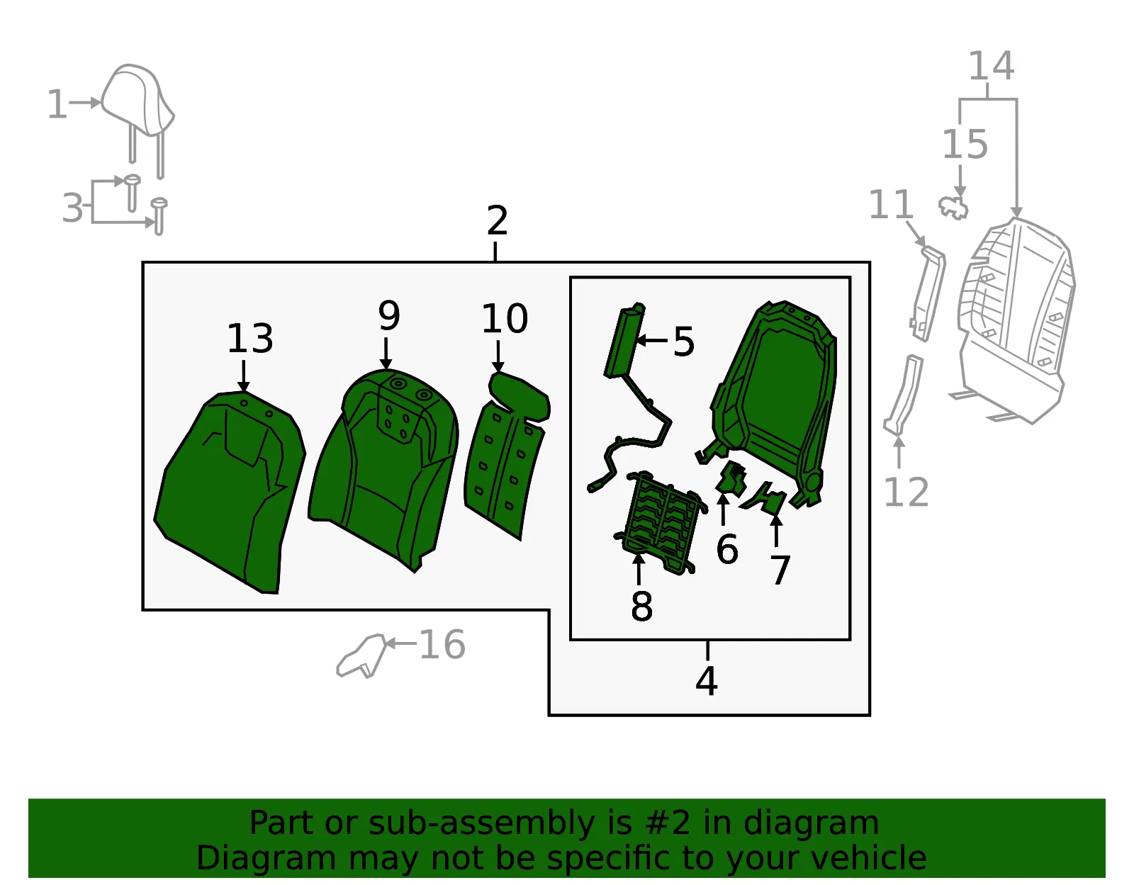 Seat Back Assembly - Kia (88400-S9030ONC) - view 2
