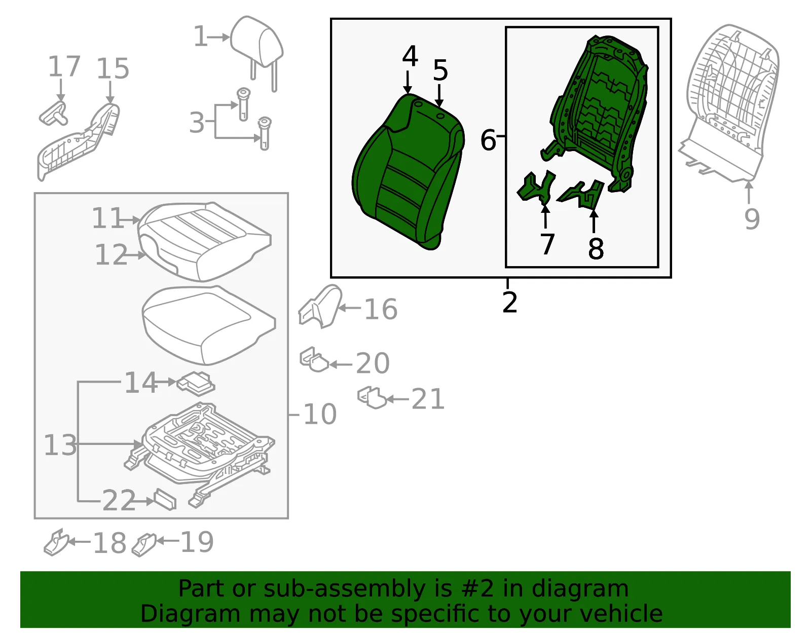 Seat Back Assembly - Kia (88401-C6700C61) - view 2