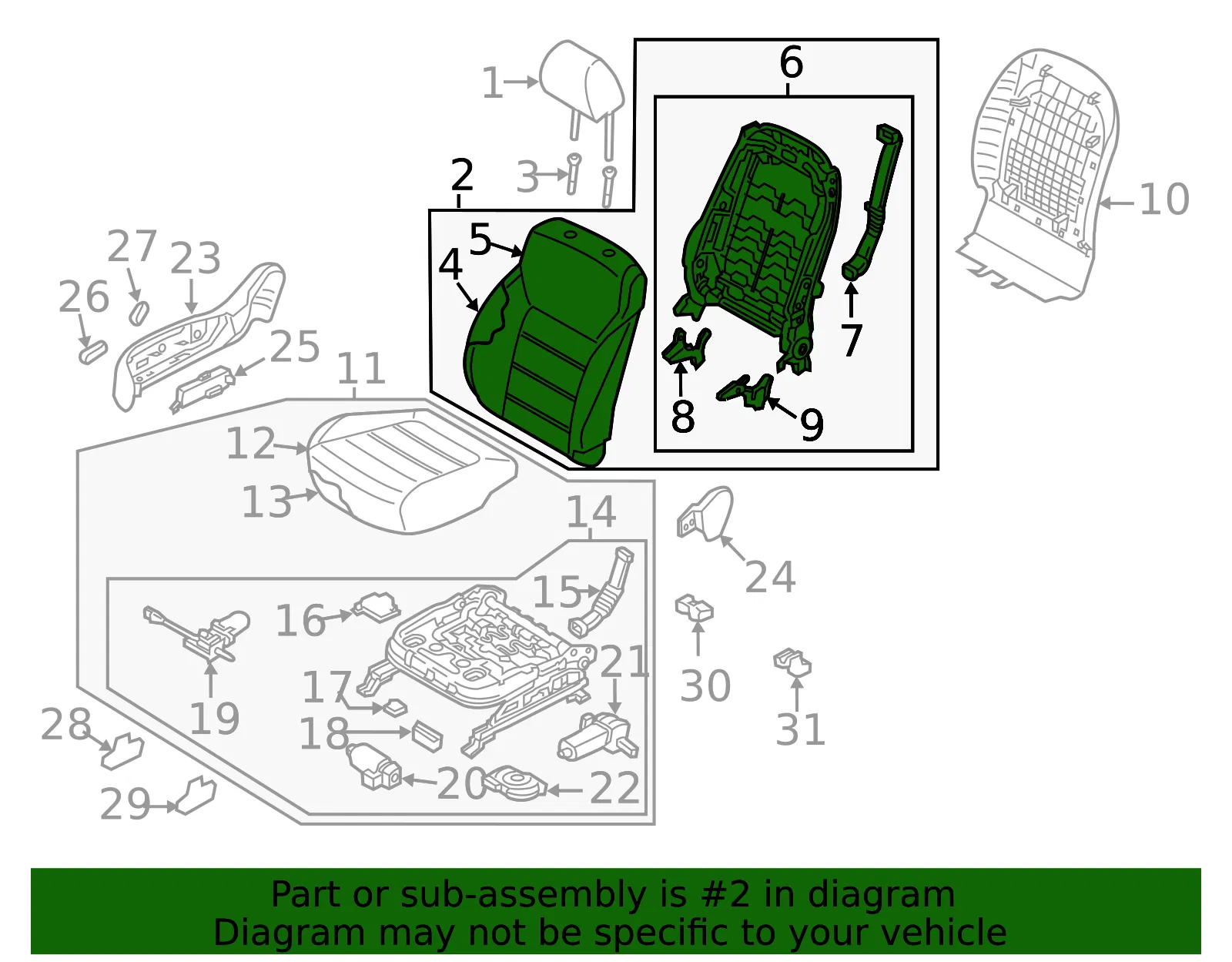 Seat Back Assembly - Kia (88401-C6760C63) - view 2