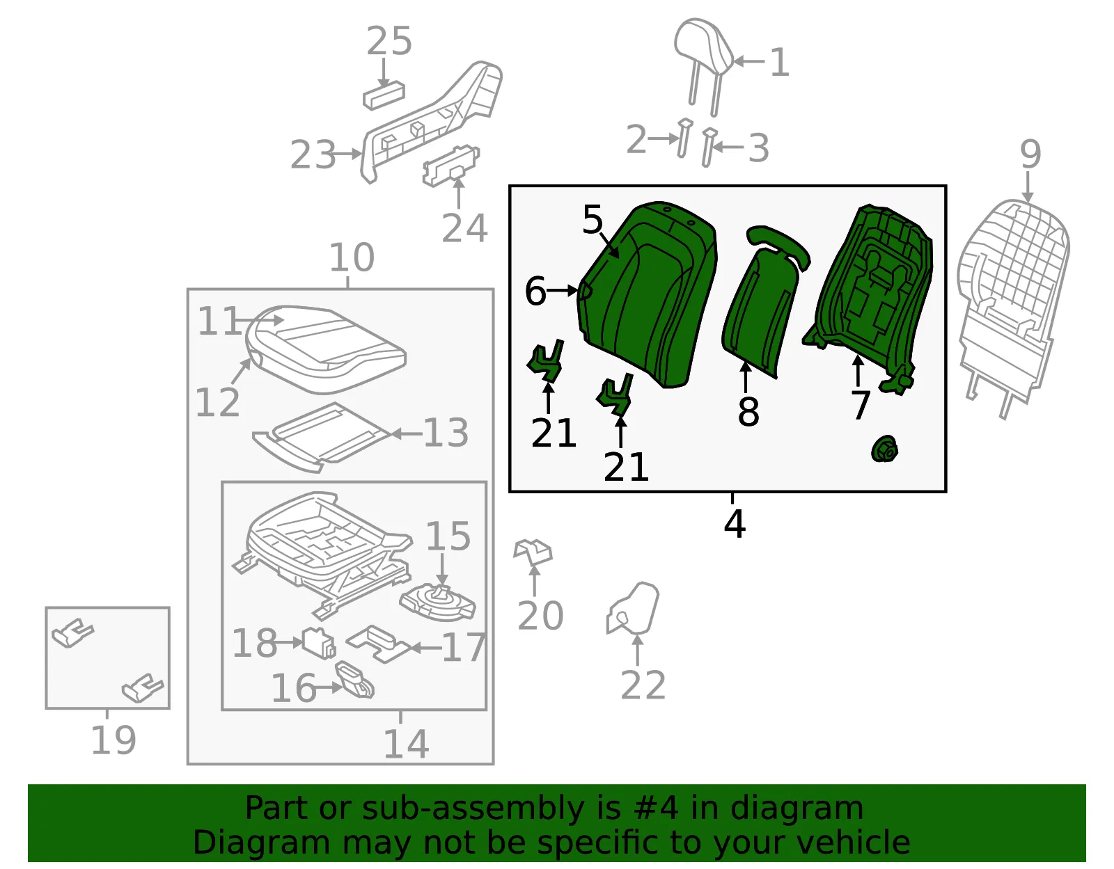 Seat Back Assembly - Kia (88402-2T790AN7) - view 2