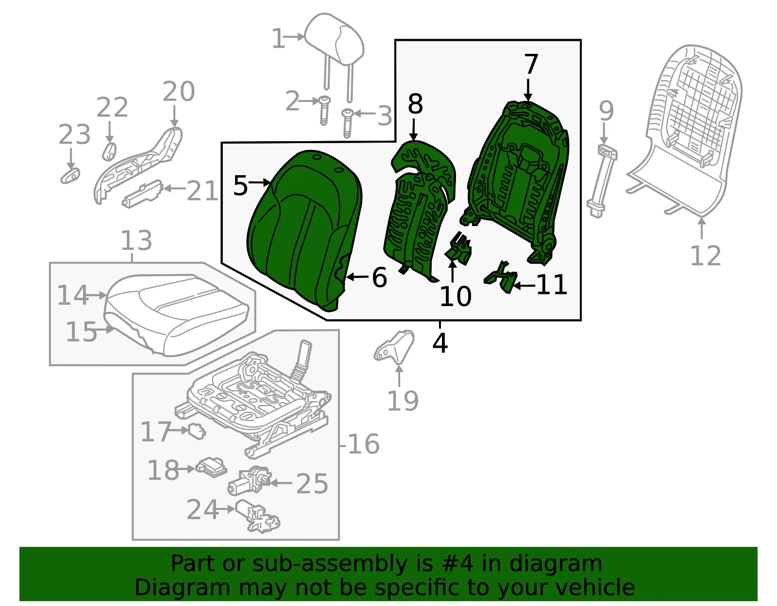 Seat Back Assembly - Kia (88402-D5570G3E) - view 2