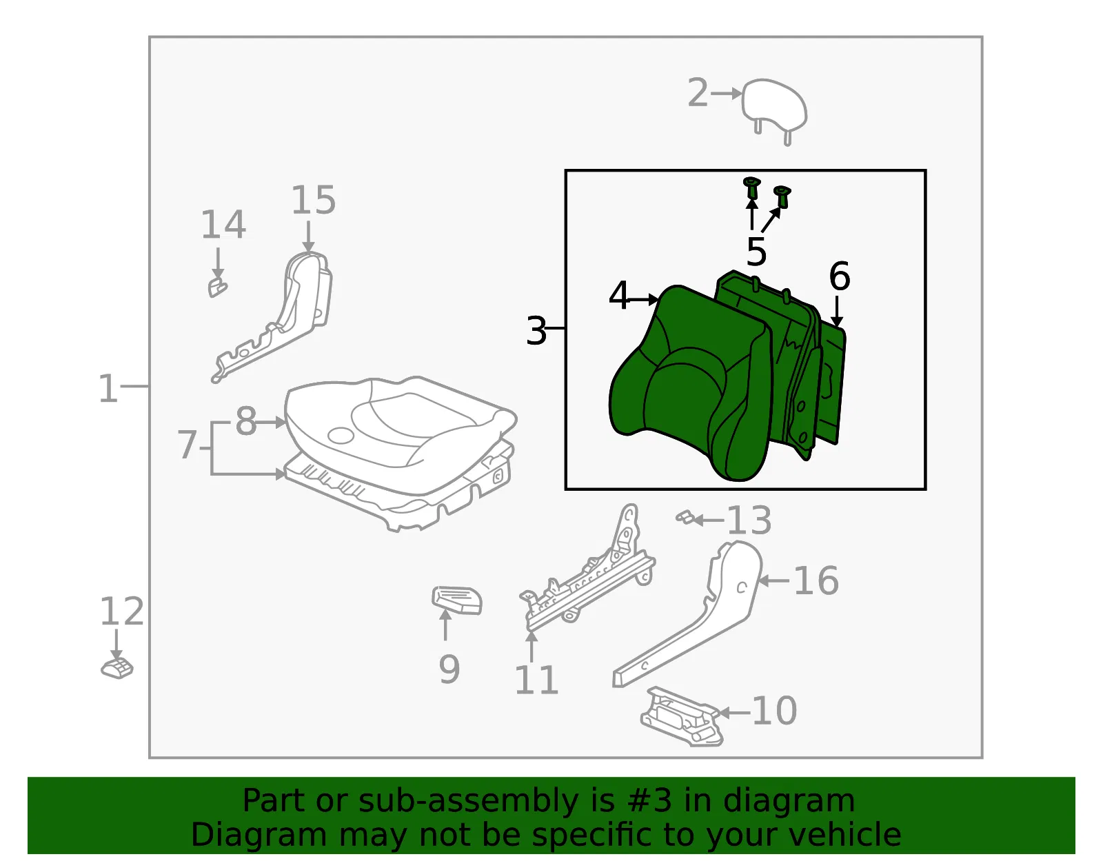 Seat Back Assembly - Kia (88403-3C021BTF) - view 2