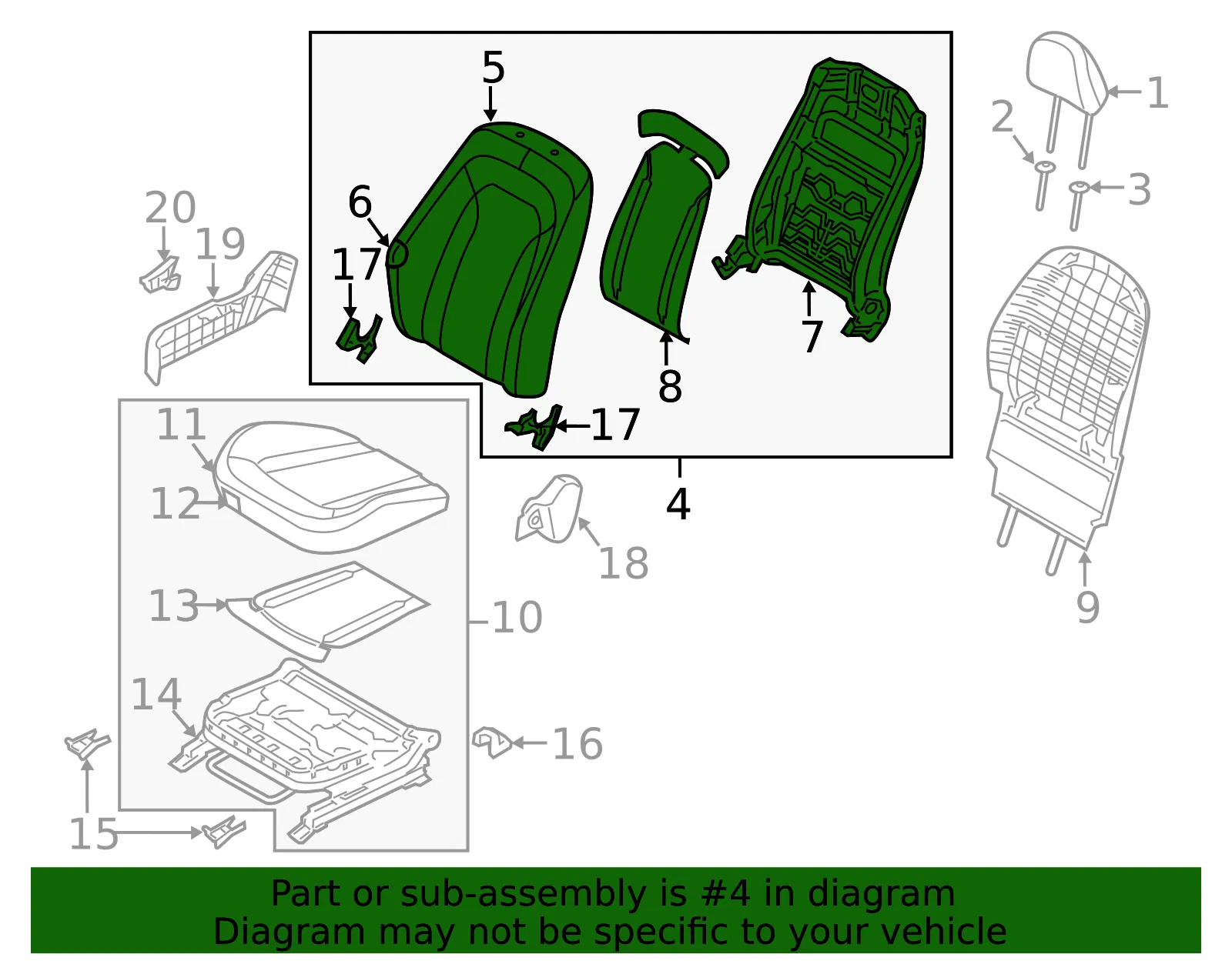 Seat Back Assembly - Kia (88404-2TAA0AWB) - view 2