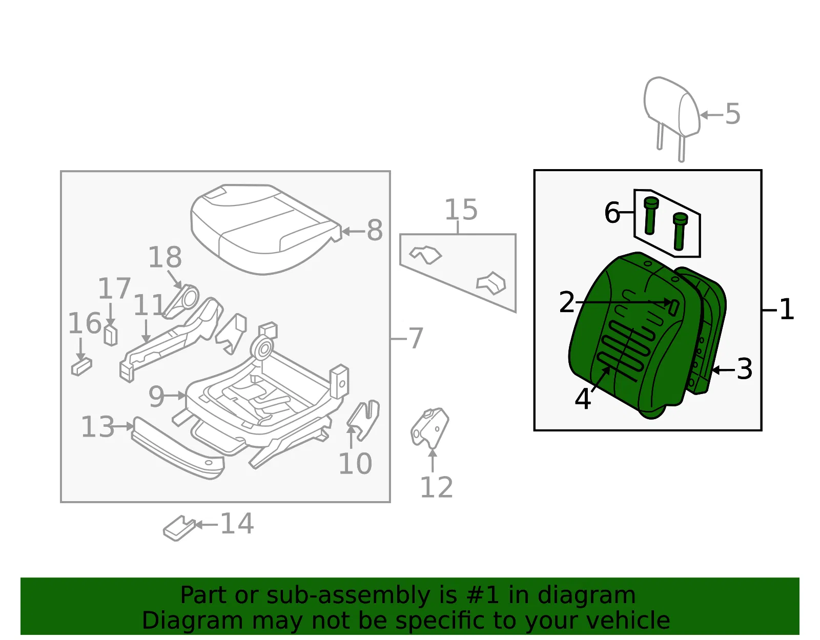 Seat Back Assembly - Kia (88405-2G030814) - view 2