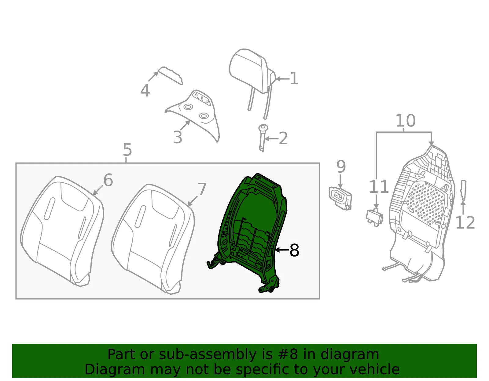 Seat Back Frame - Kia (88410-CV700) - view 2