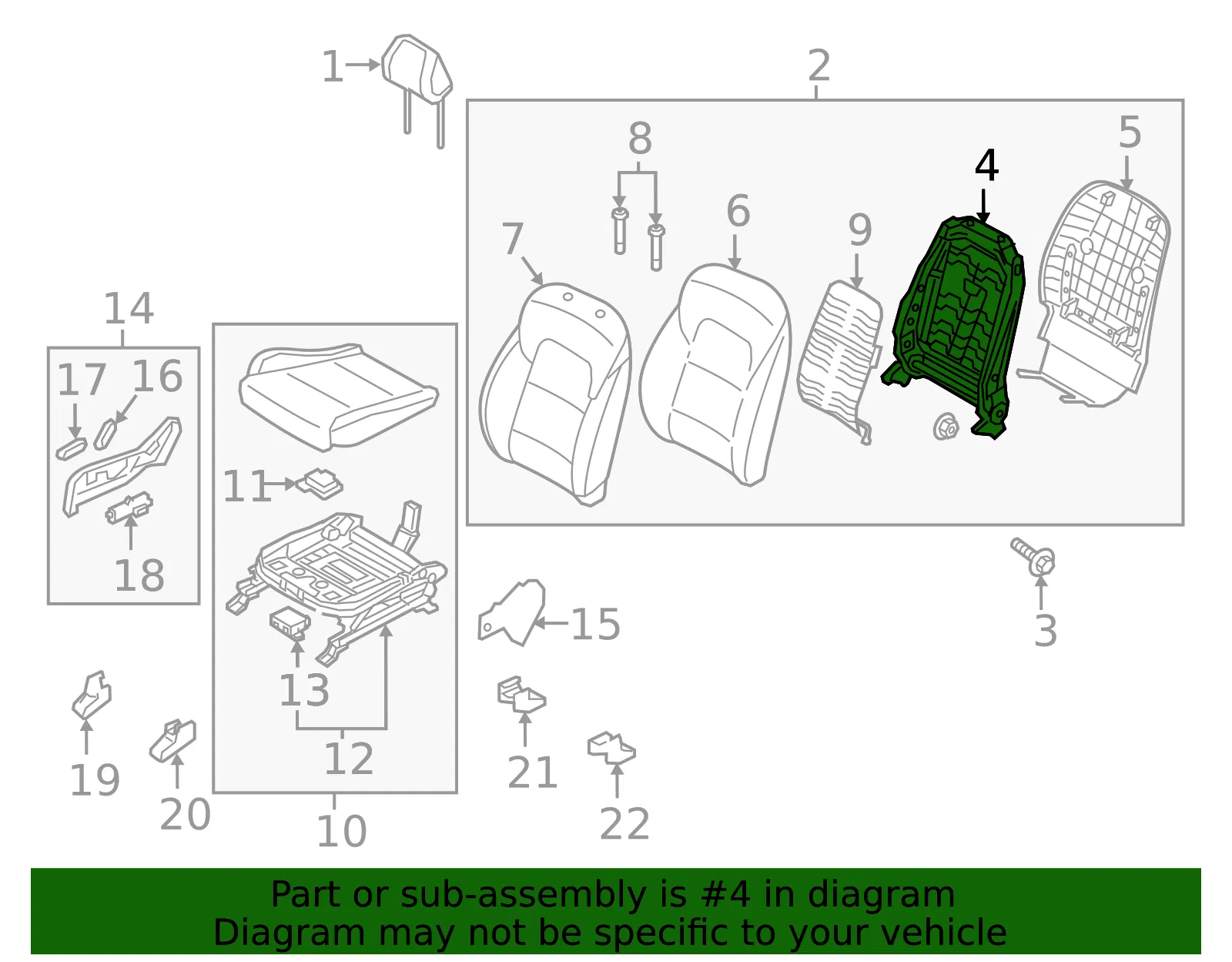 Seat Back Frame - Kia (88410-D9FB0WK) - view 2