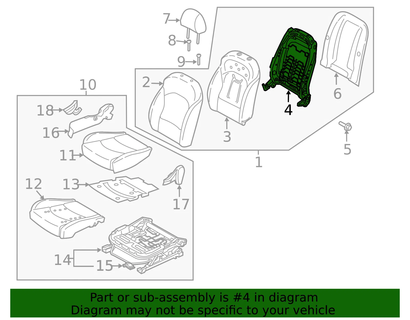 Seat Back Frame - Kia (88410-M7010) - view 2