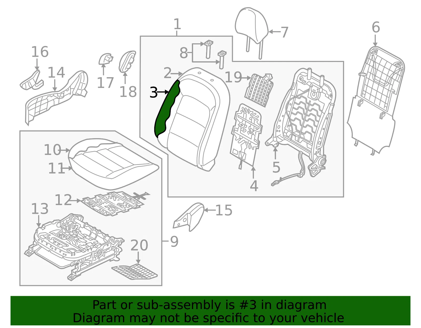 Seat Back Pad - Kia (88450-A7210) - view 2