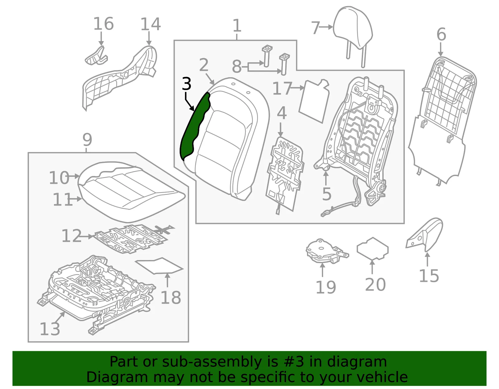 Seat Back Pad - Kia (88450-B0010) - view 2
