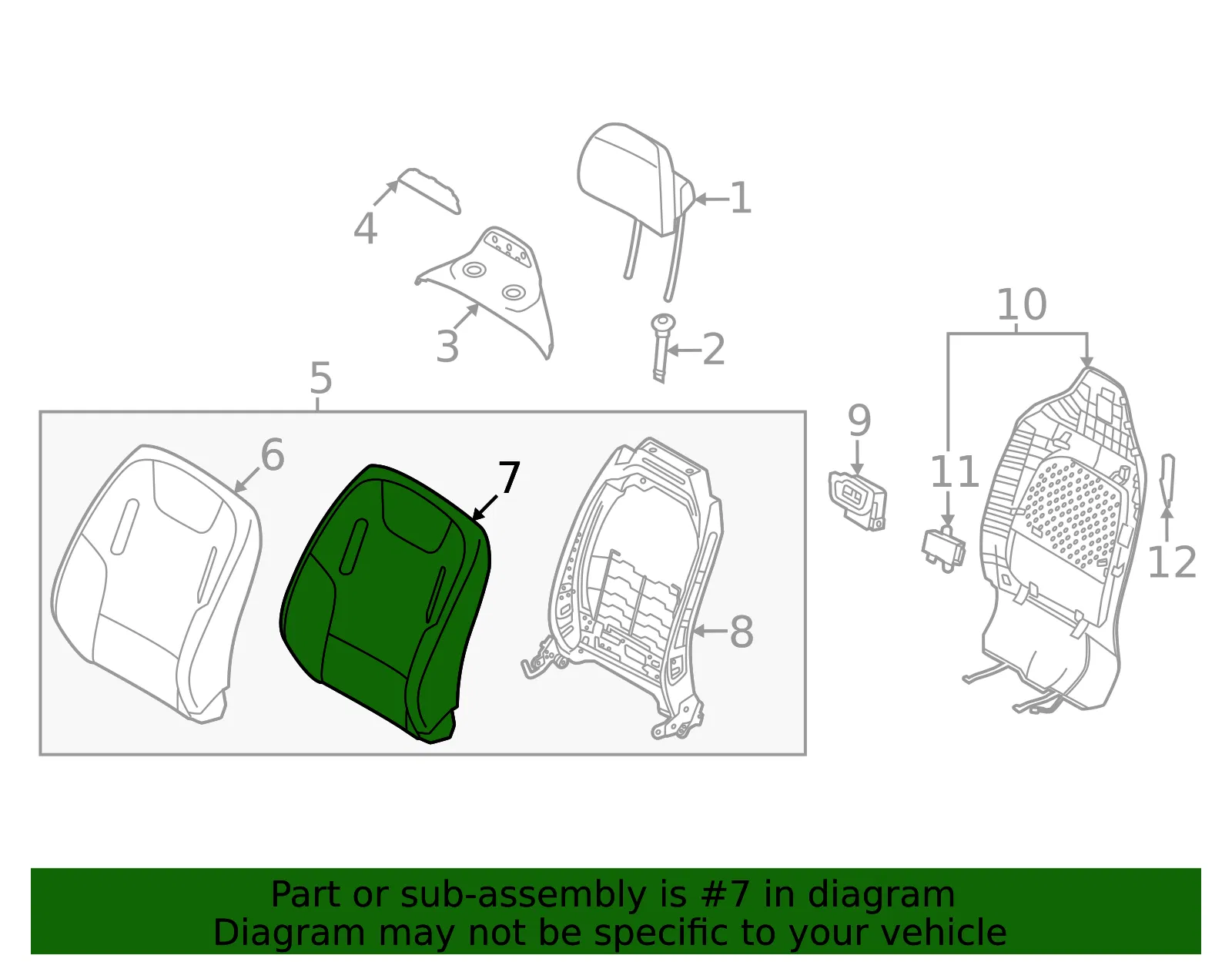 Seat Back Pad - Kia (88450-CV030) - view 2