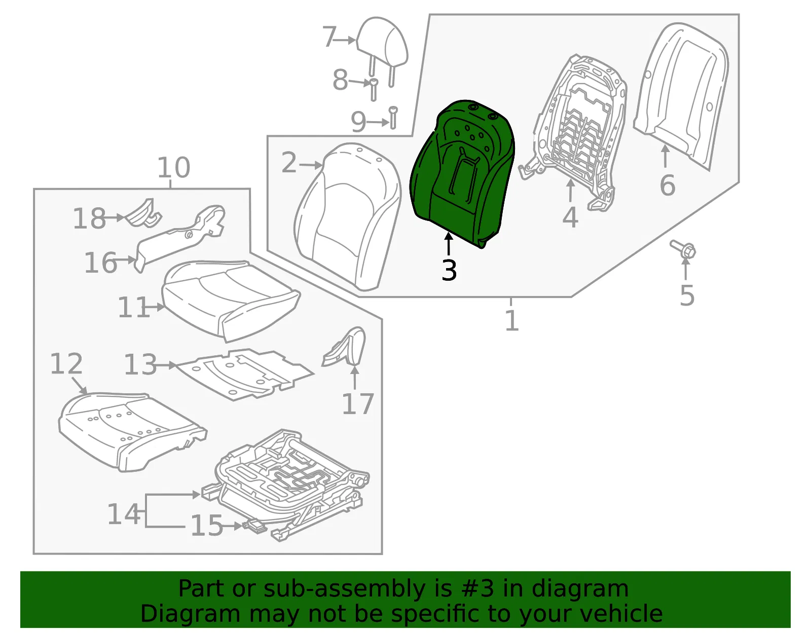 Seat Back Pad - Kia (88450-M6510) - view 2