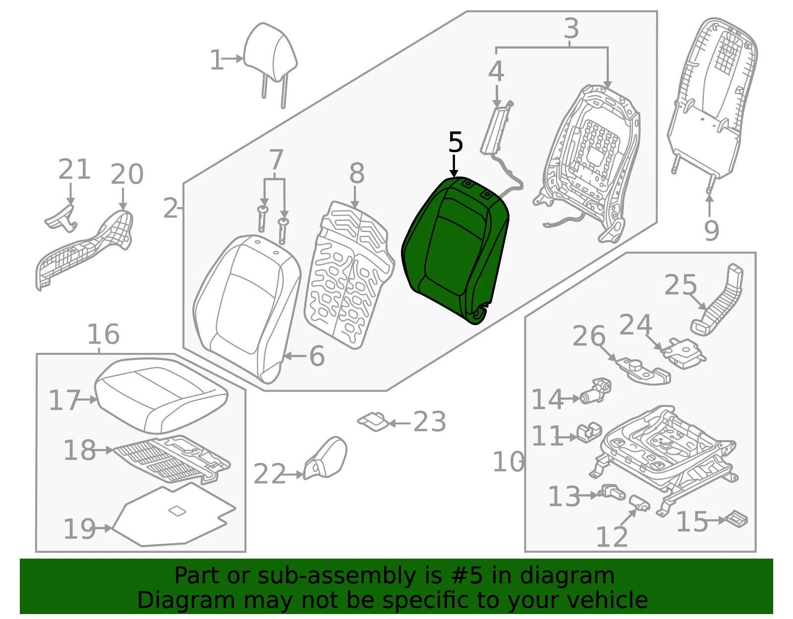Seat Back Pad - Kia (88450-Q5000) - view 2