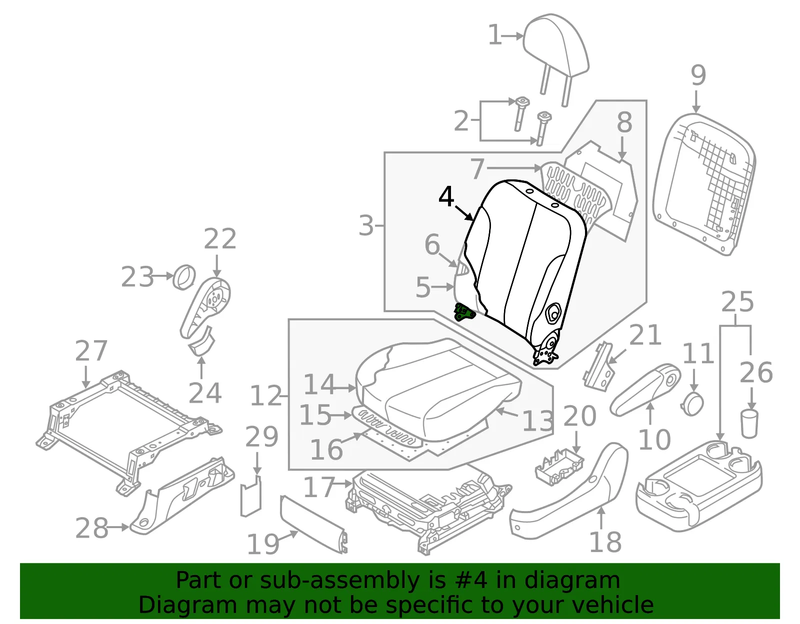 Seat Back Cover - Kia (88460-4D415CS2) - view 2