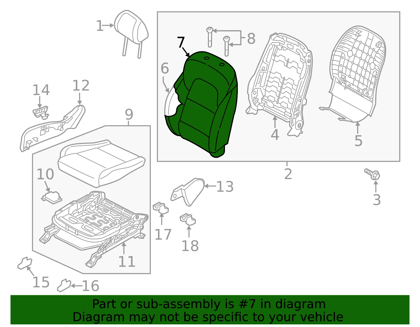 Seat Back Cover - Kia (88460-D90102AF) - view 2