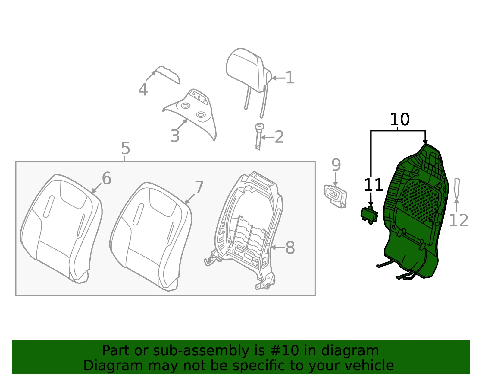 Seat Back Panel - Kia (88490-CV010WK) - view 2