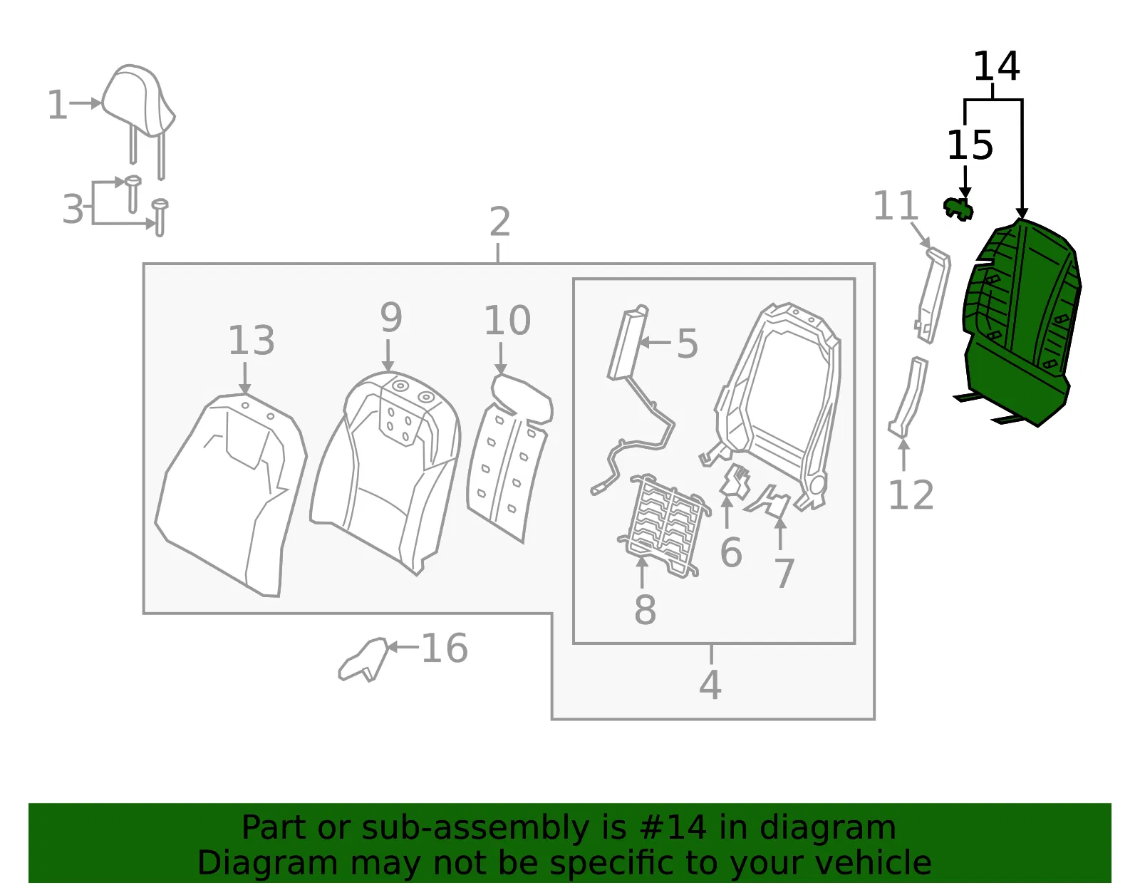 Seat Back Panel - Kia (88490-S9010WK) - view 2