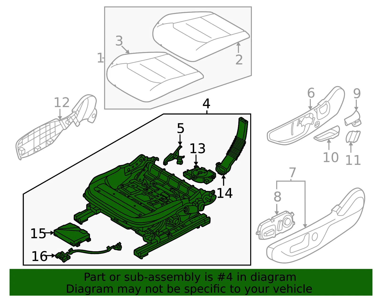 Cushion Frame - Kia (88500-CV740) - view 2