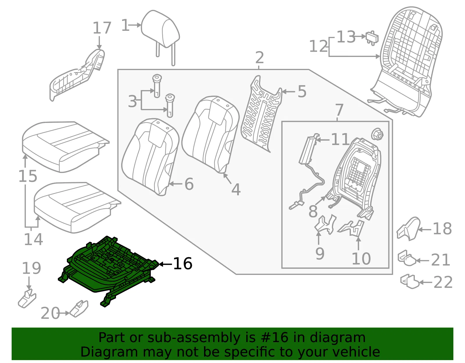 Cushion Frame - Kia (88500-P4EH0) - view 2