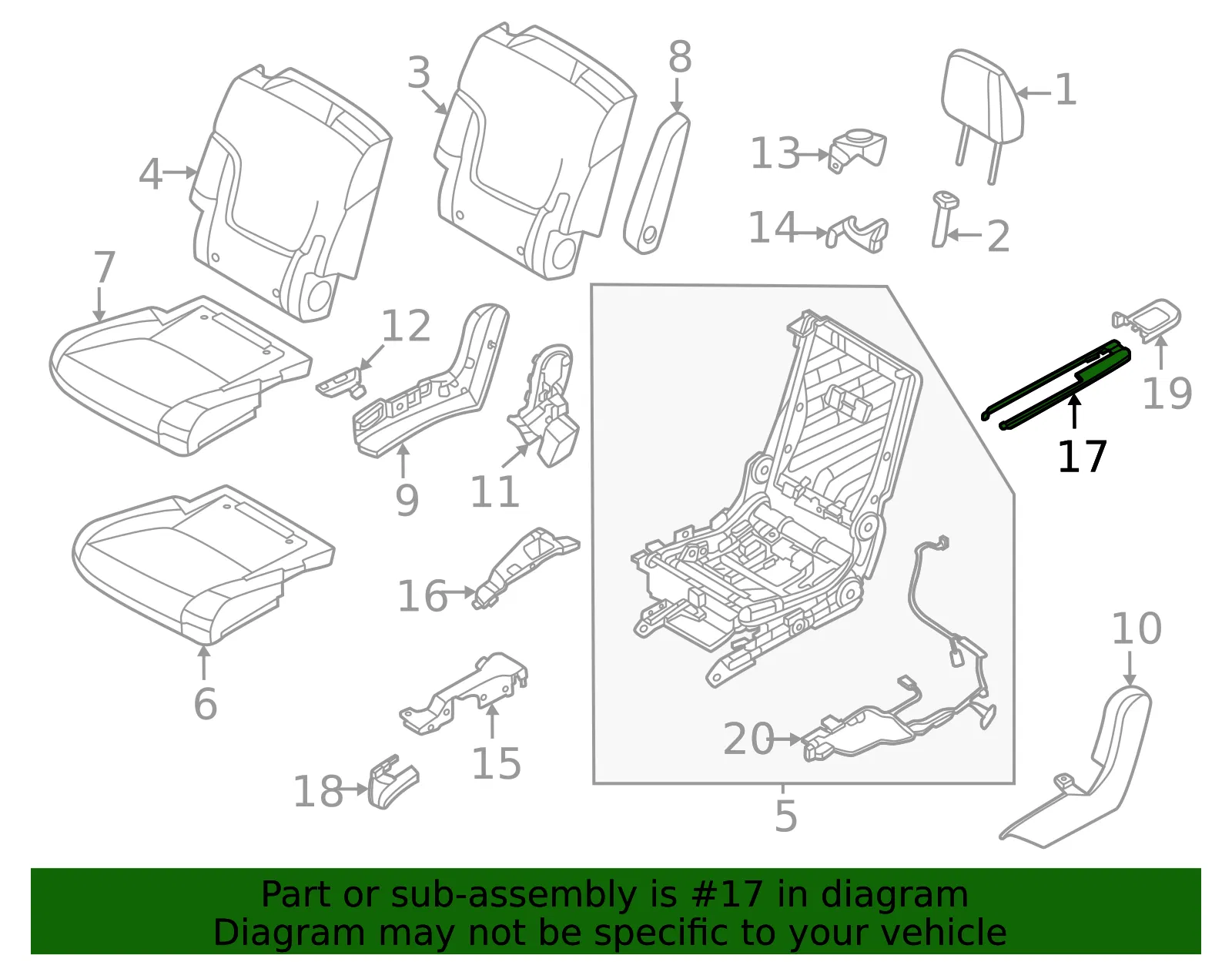 Seat Track Cover - Nissan (88575-7JA0A) - view 2