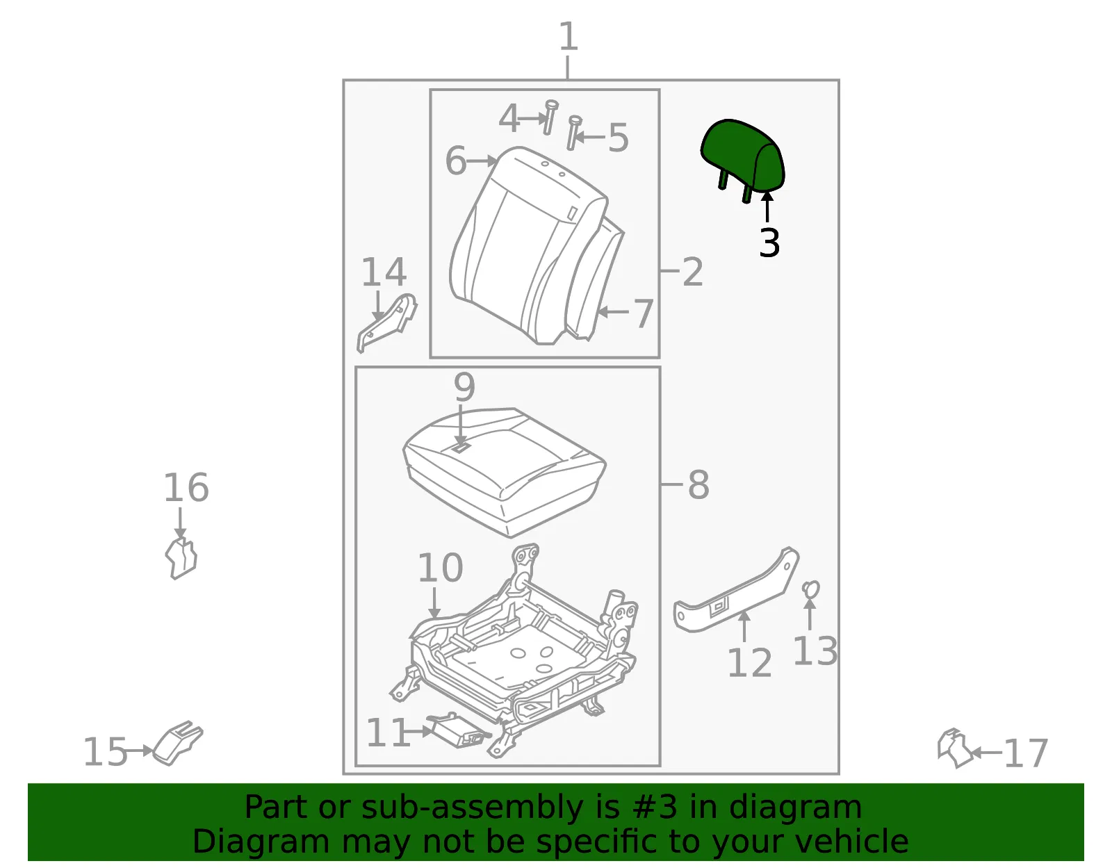 Headrest - Kia (88600-3F100NF3) - view 2