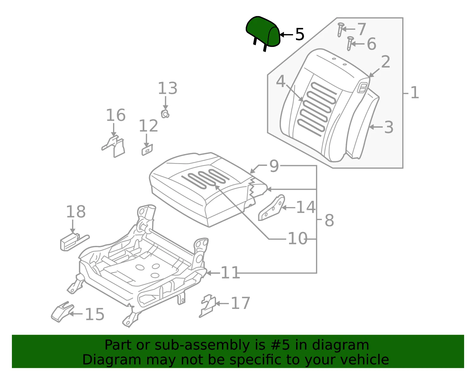 Headrest - Kia (88600-3F700713) - view 2