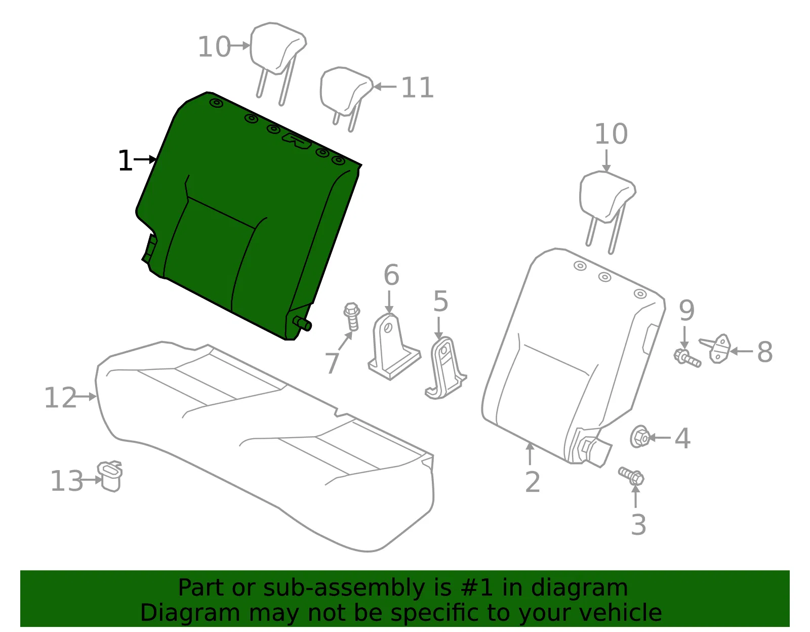 Seat Back Assembly - Nissan (88600-5R00A) - view 2