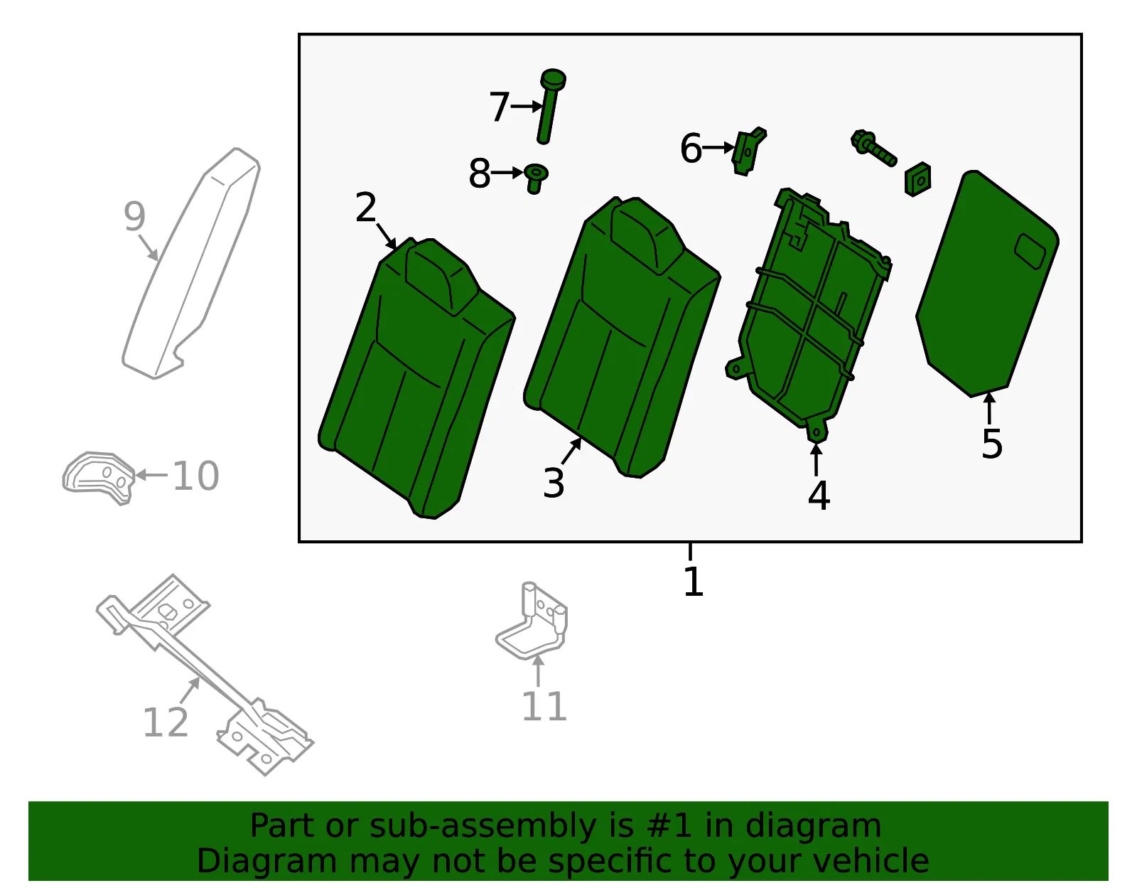 Seat Back Assembly - Nissan (88600-9AE7E) - view 2