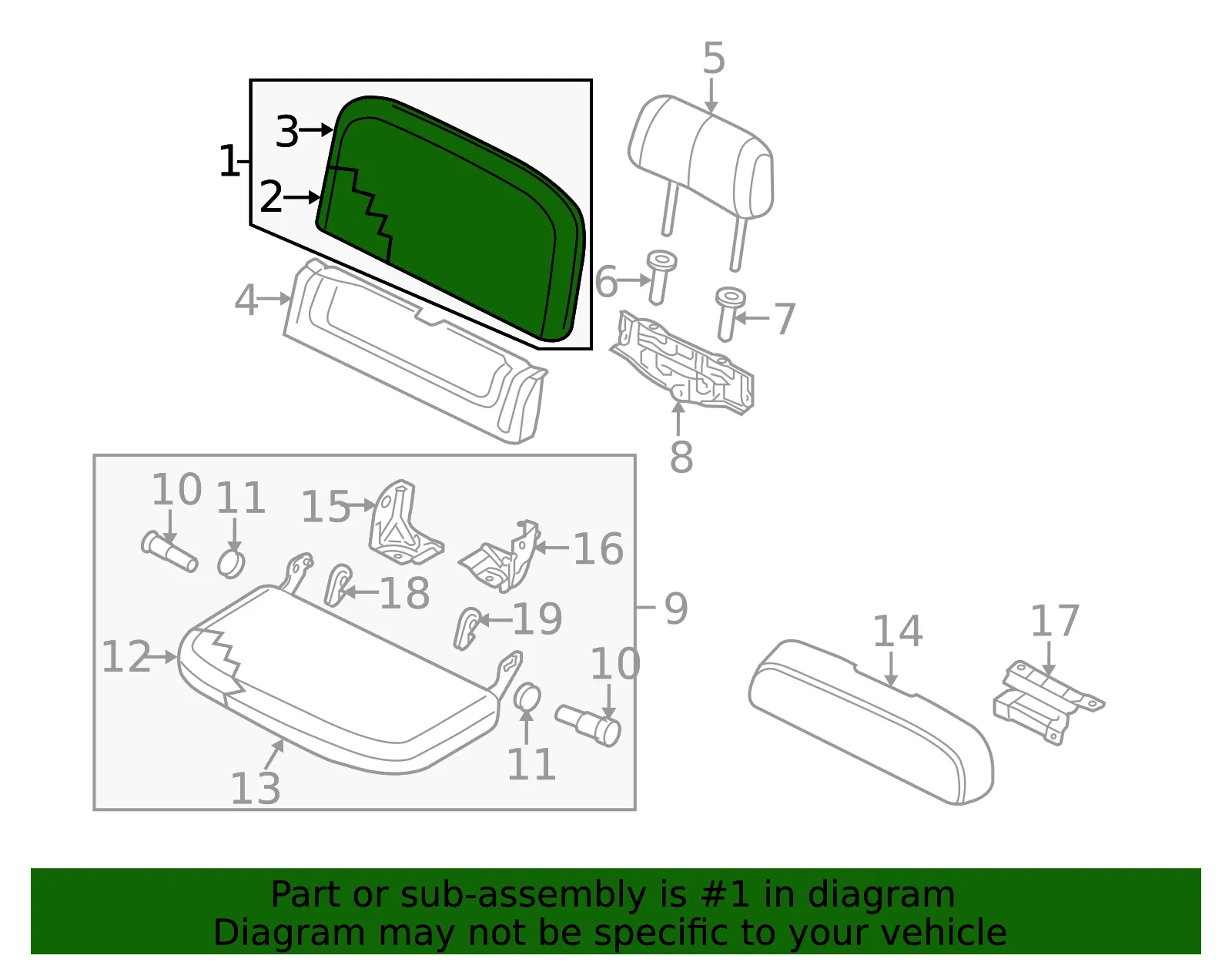 Seat Back Assembly - Nissan (88600-9BF5E) - view 2