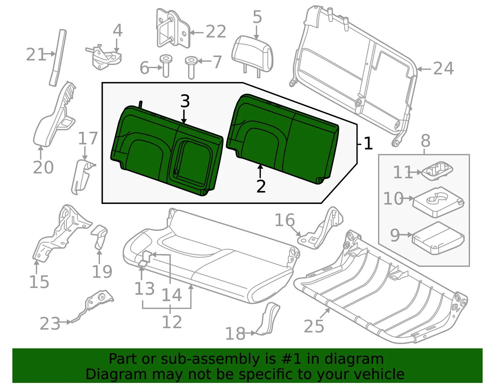 Seat Back Assembly - Nissan (88600-9BU2C) - view 2