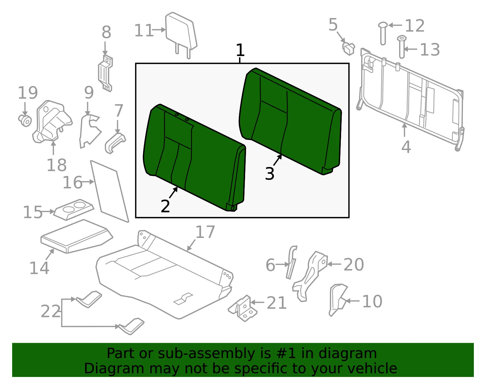 Seat Back Assembly - Nissan (88600-9FV2E) - view 2