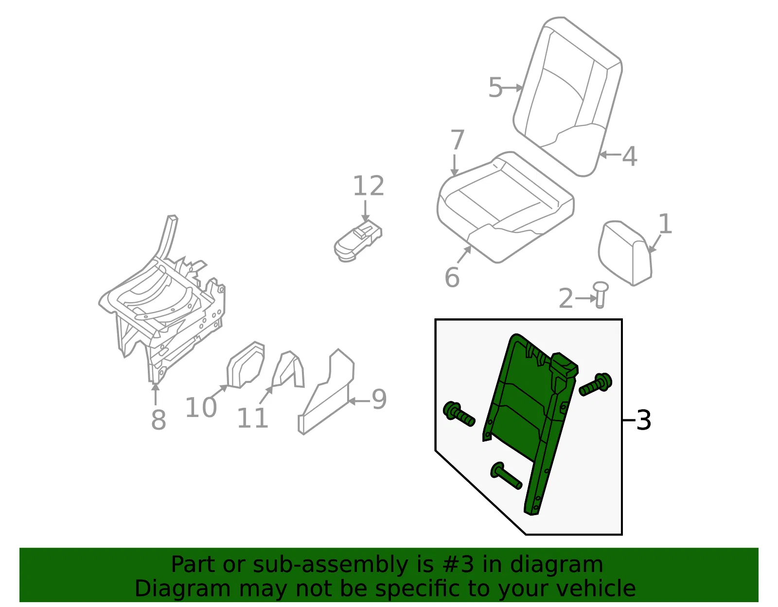 Seat Back Frame - Nissan (88601-1PC0A) - view 2