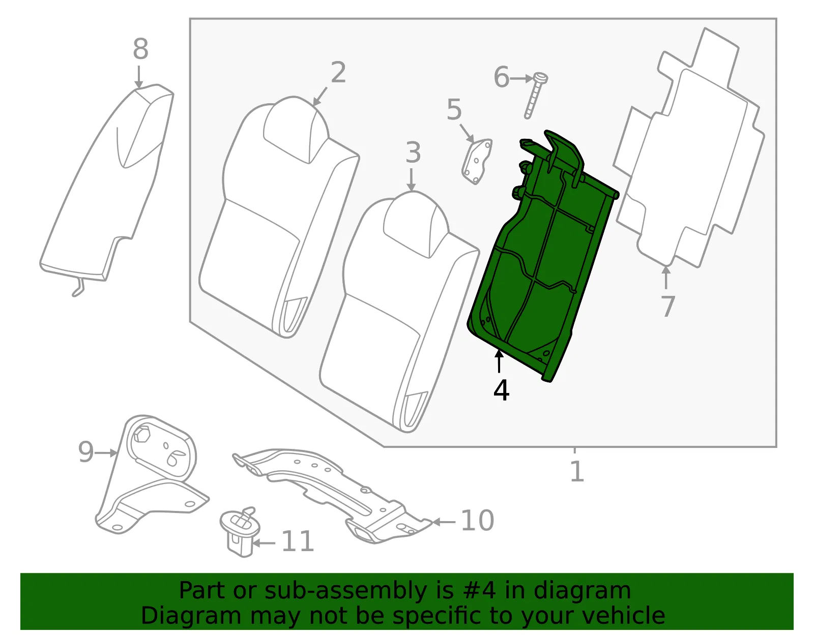 Seat Back Frame - Nissan (88601-5EE3A) - view 2