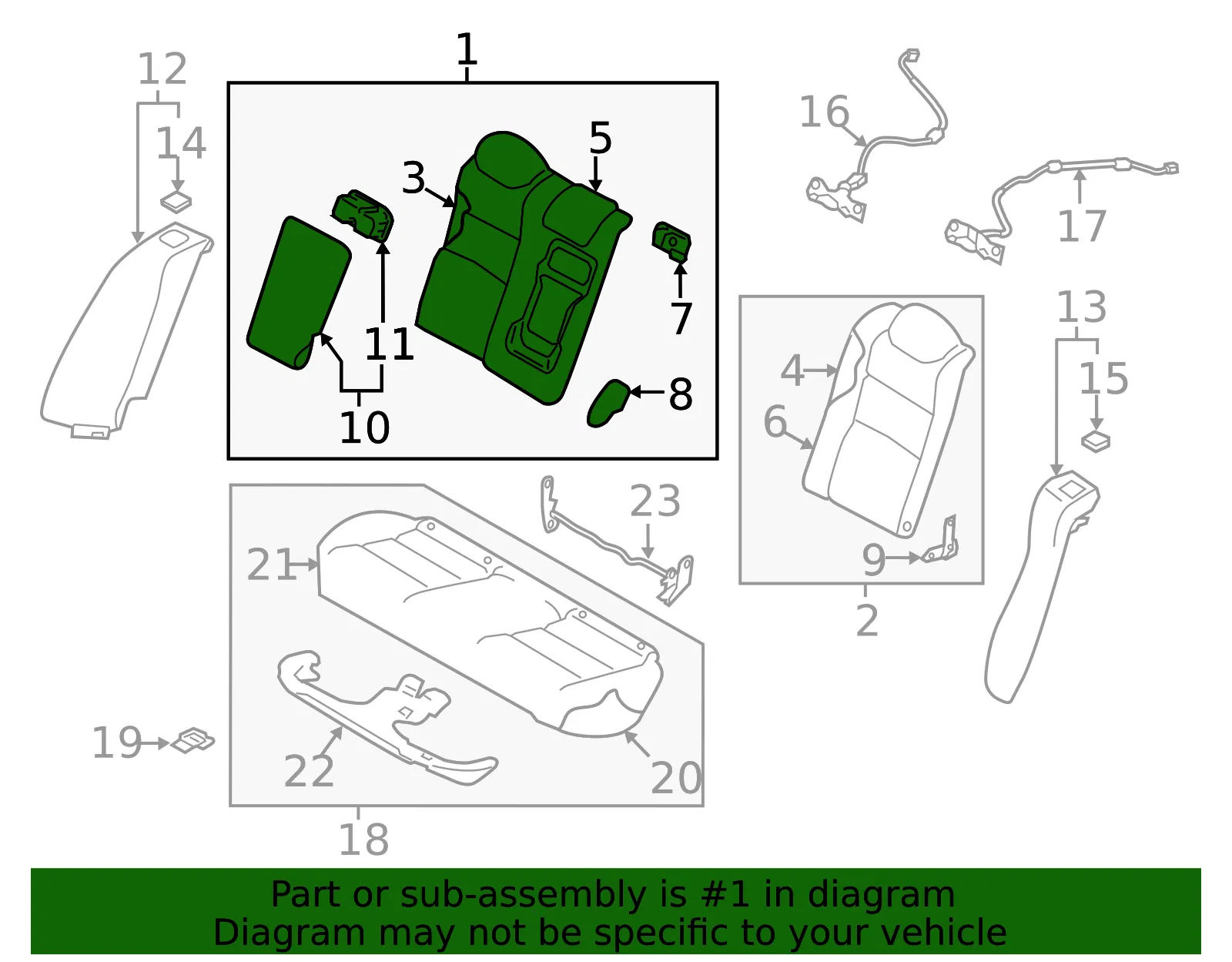 Seat Back Assembly - Nissan (88605-6CC5D) - view 2