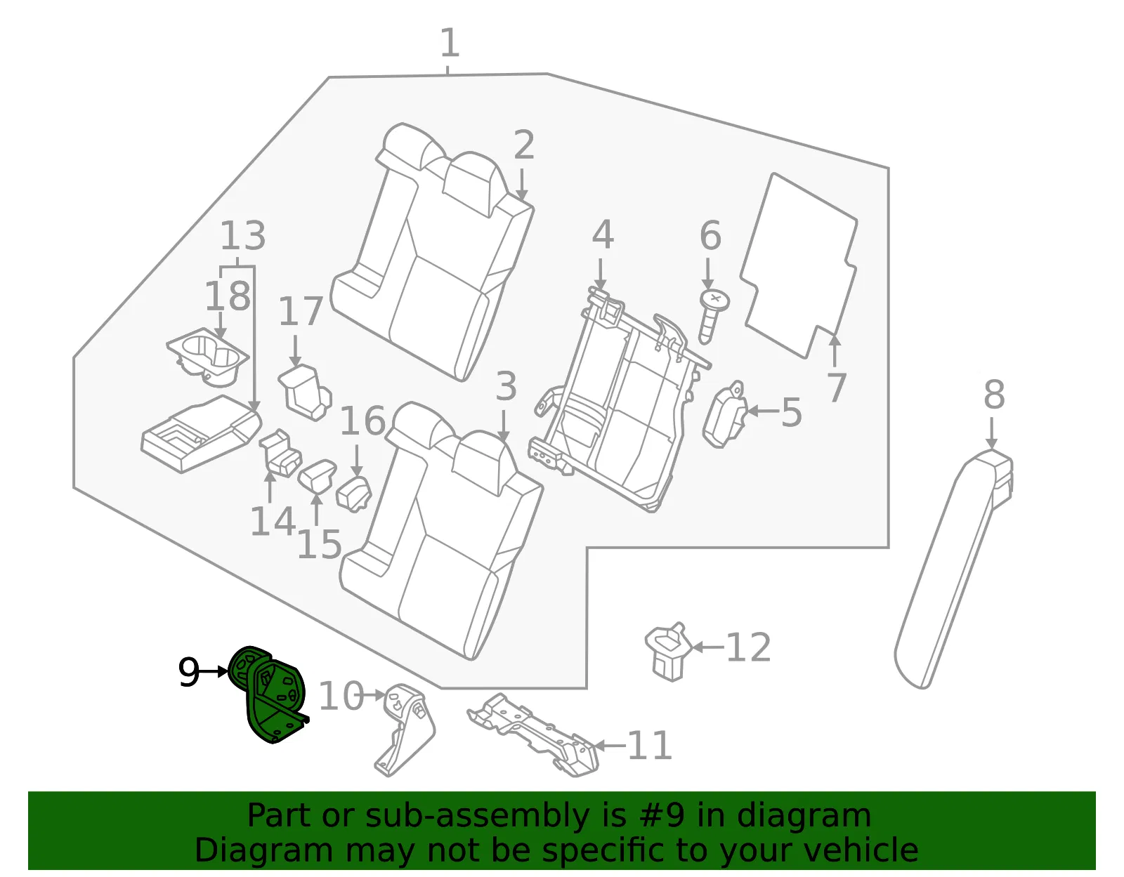 Seat Back Frame Bracket - Nissan (88606-5EF0A) - view 2