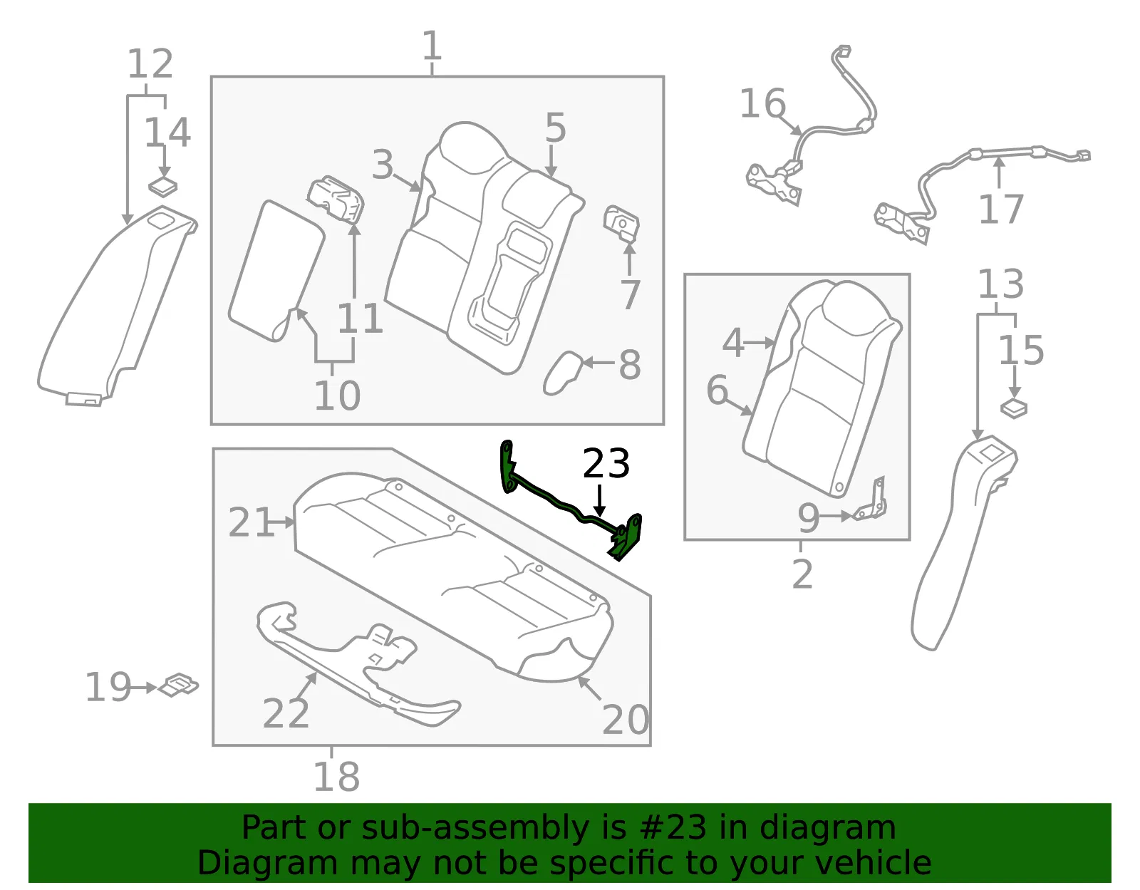 Seat Back Frame Bracket - Nissan (88606-6CA4A) - view 2
