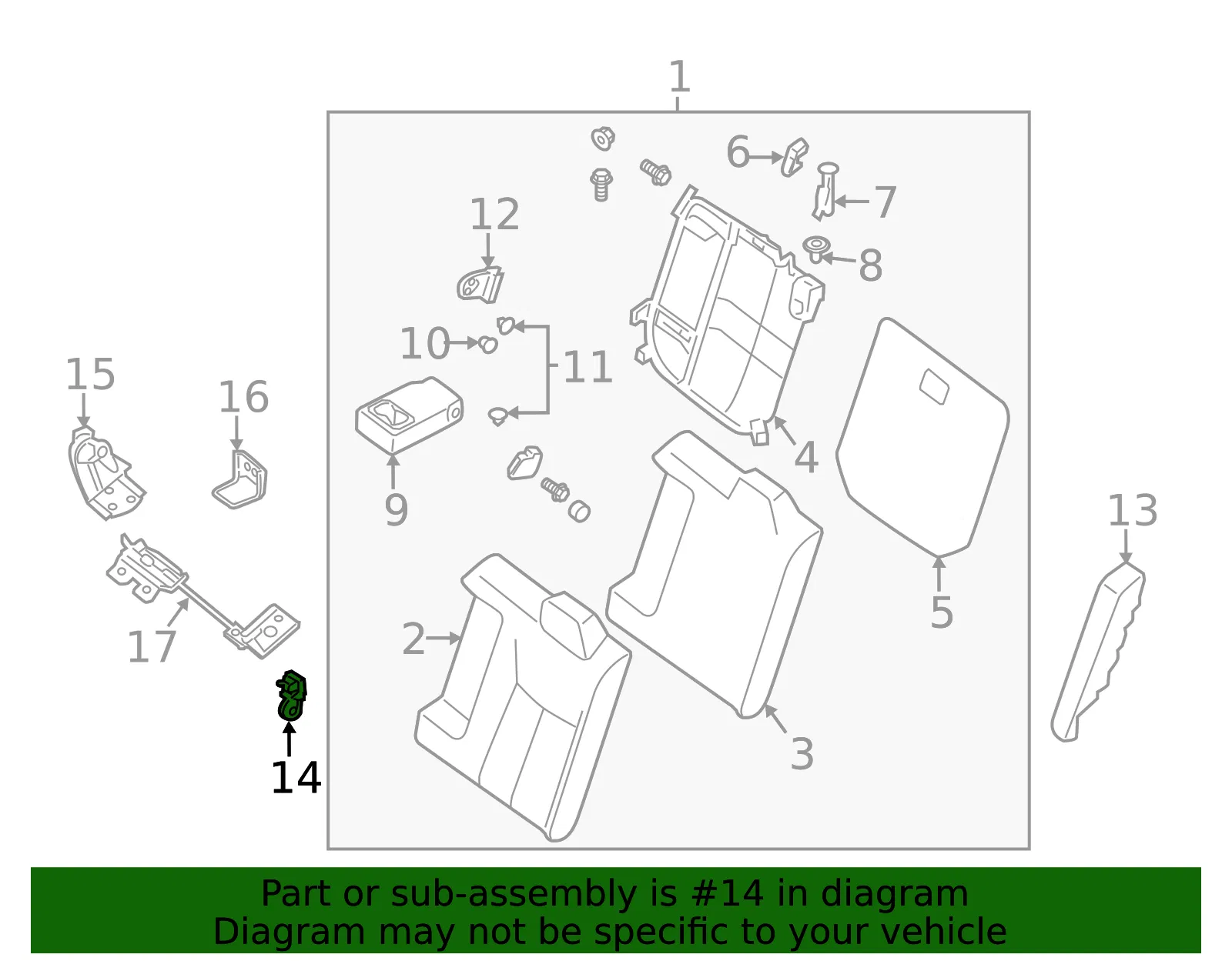 Seat Back Frame Bracket - Nissan (88607-3SE0A) - view 2