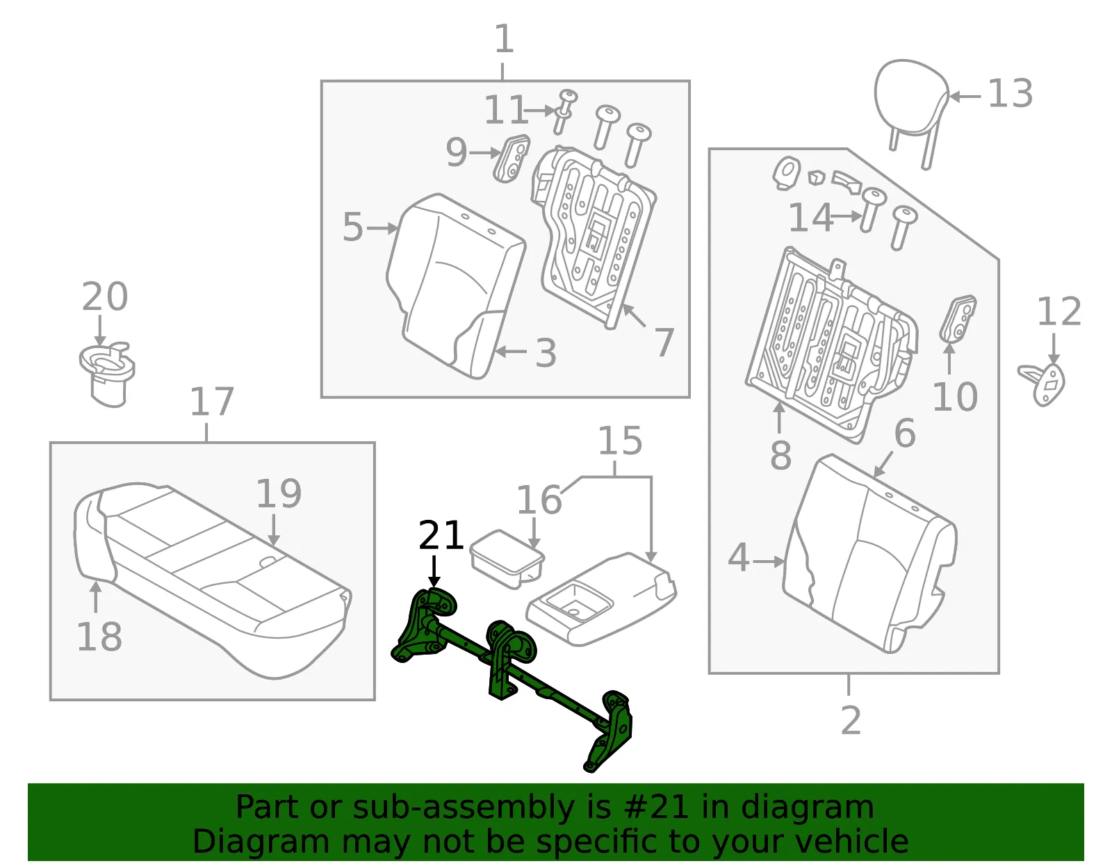 Seat Back Frame Bracket - Nissan (88607-3VL0A) - view 2
