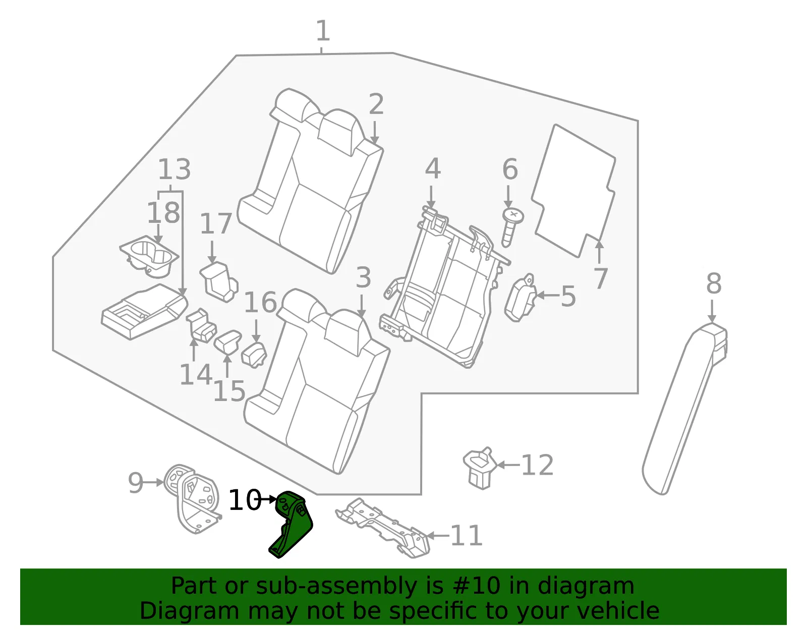 Seat Back Frame Bracket - Nissan (88608-5EF0A) - view 2