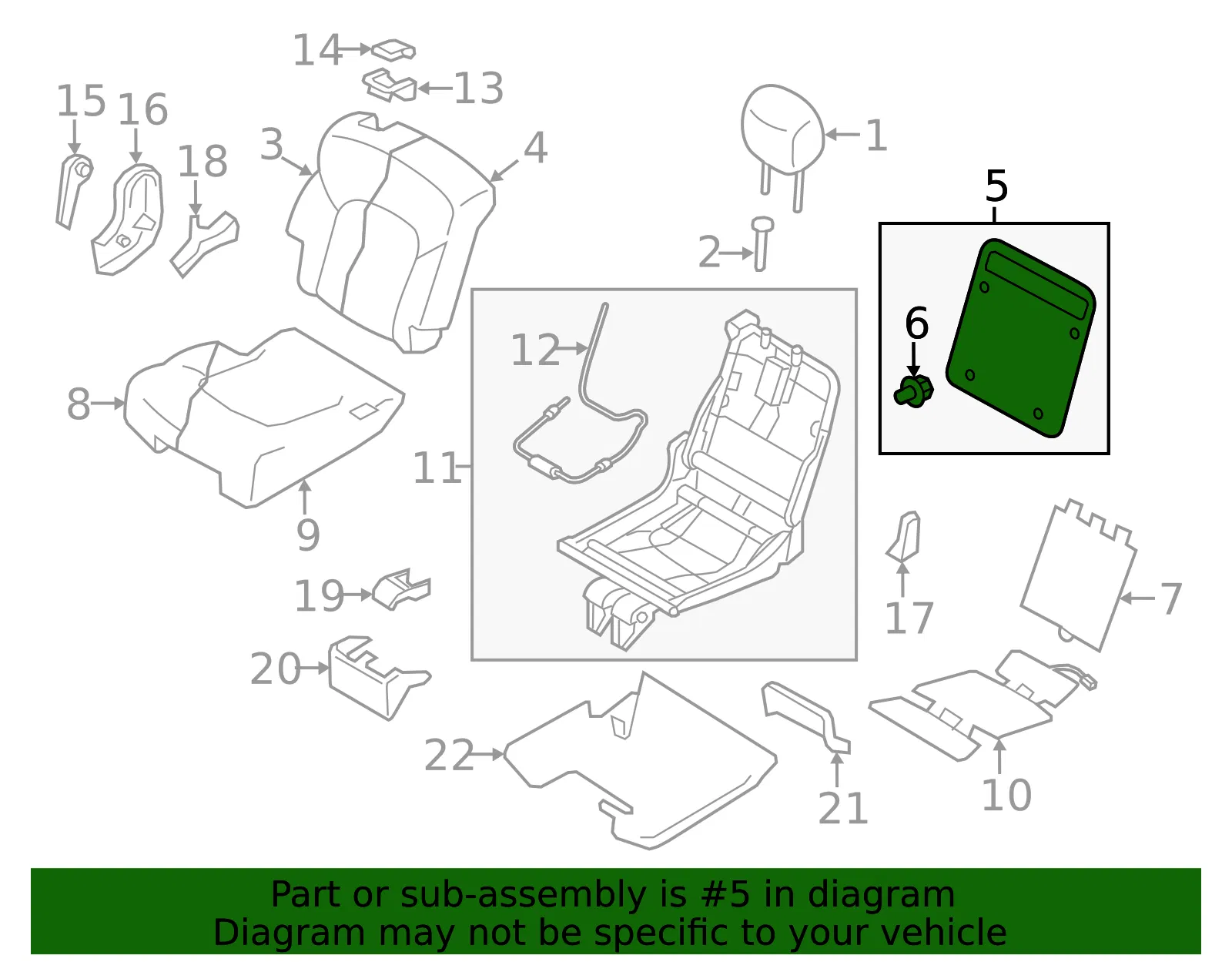 Seat Back Panel - Nissan (88609-6JD0A) - view 2