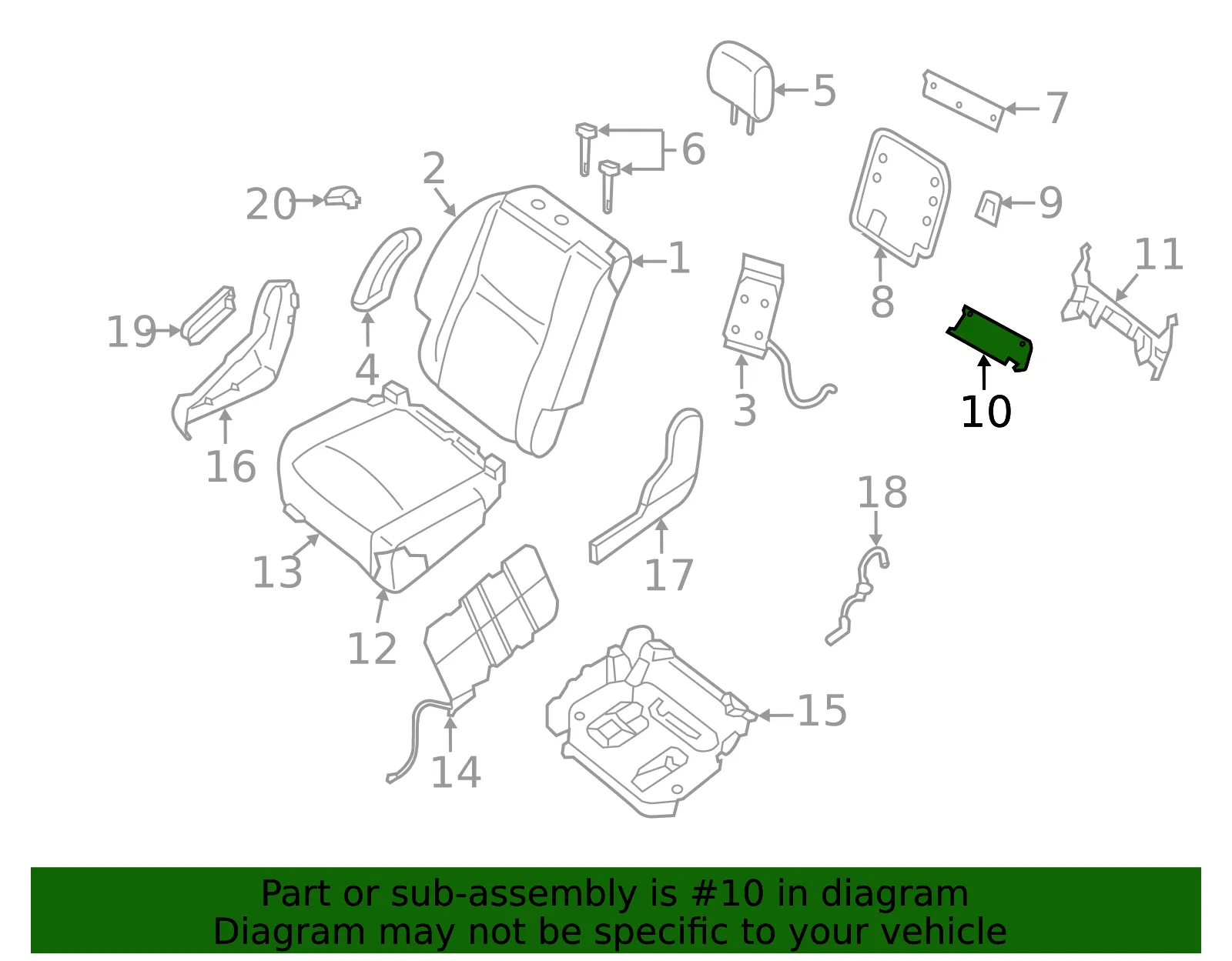 Seat Back Frame Bracket - Nissan (88647-3JA0A) - view 2