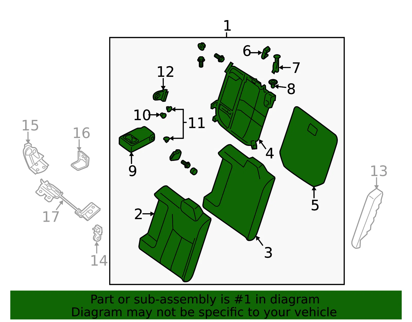 Seat Back Assembly - Nissan (88650-9AE7E) - view 2