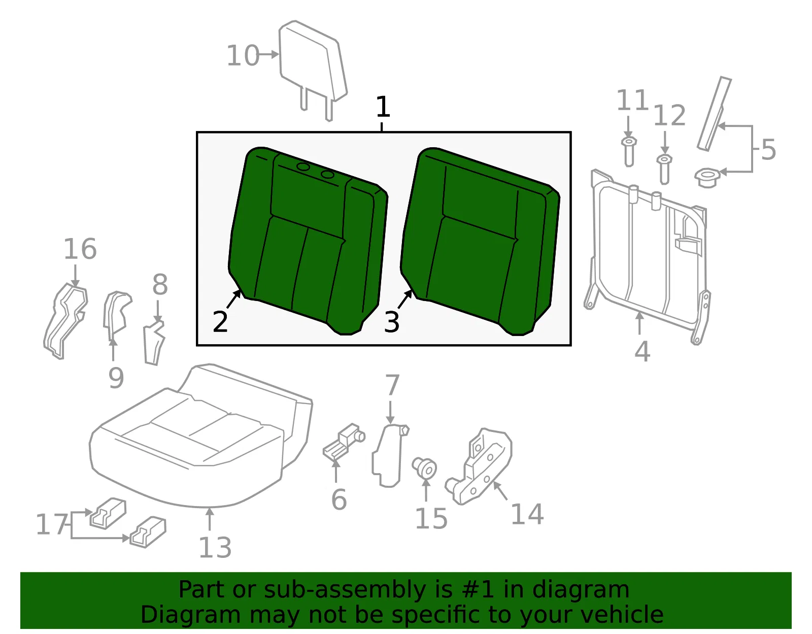 Seat Back Assembly - Nissan (88650-9FT0D) - view 2