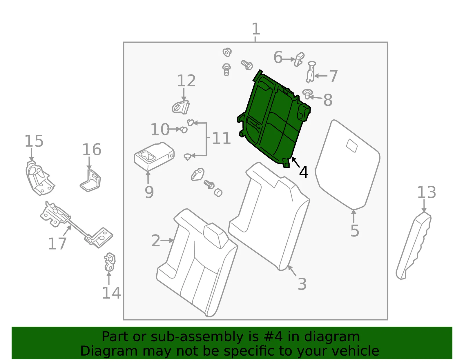 Seat Back Frame - Nissan (88651-3SA0A) - view 2