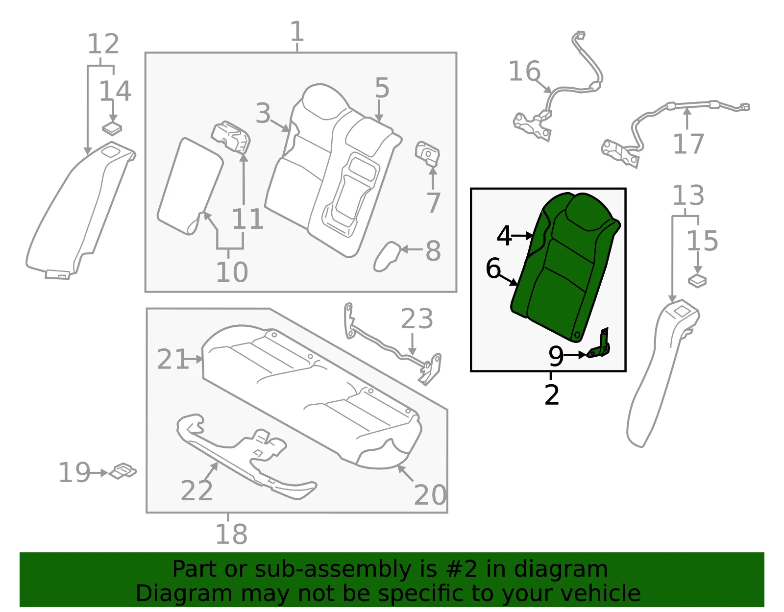 Seat Back Assembly - Nissan (88655-6CC5D) - view 2