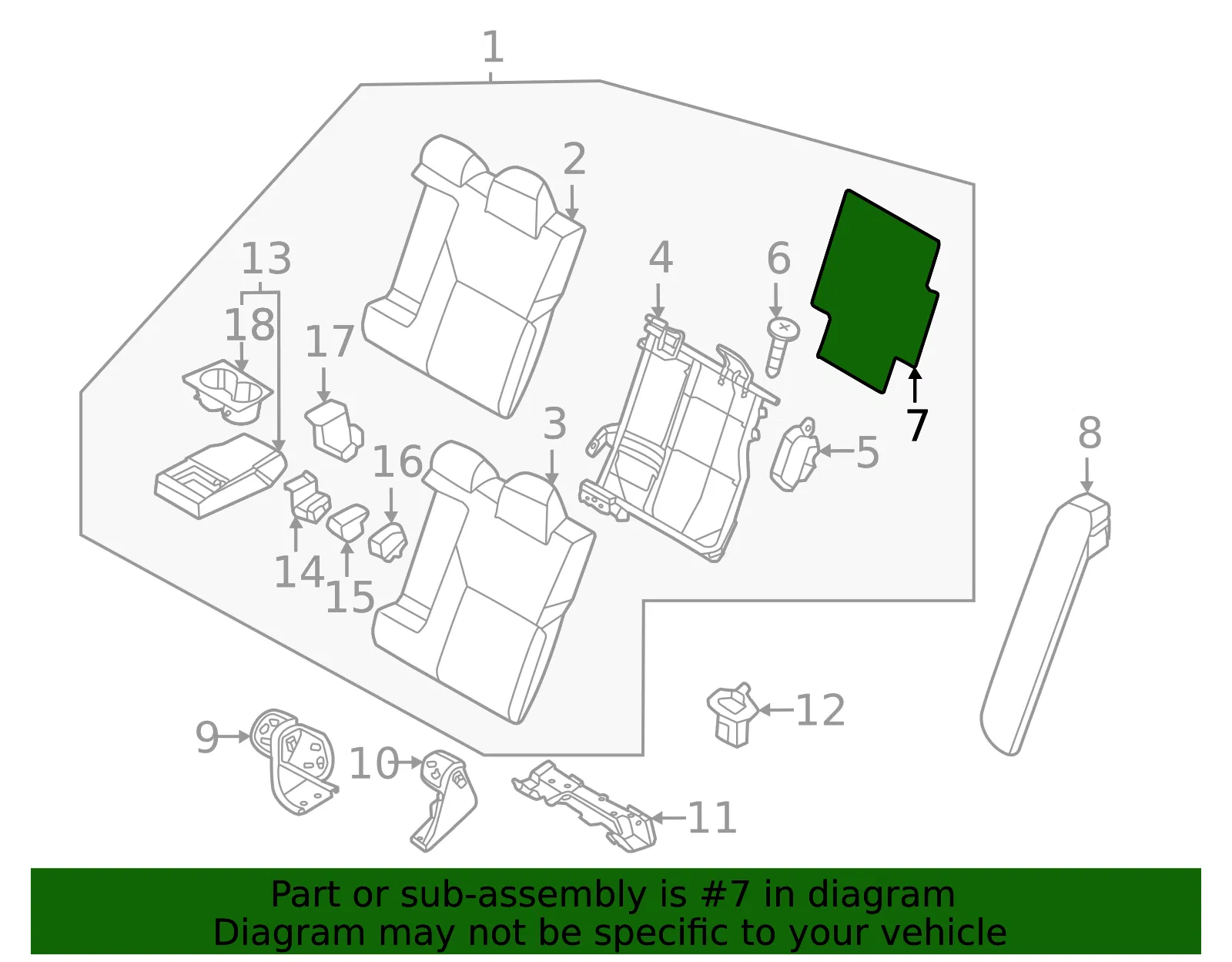 Seat Back Panel - Nissan (88668-5EE3A) - view 2