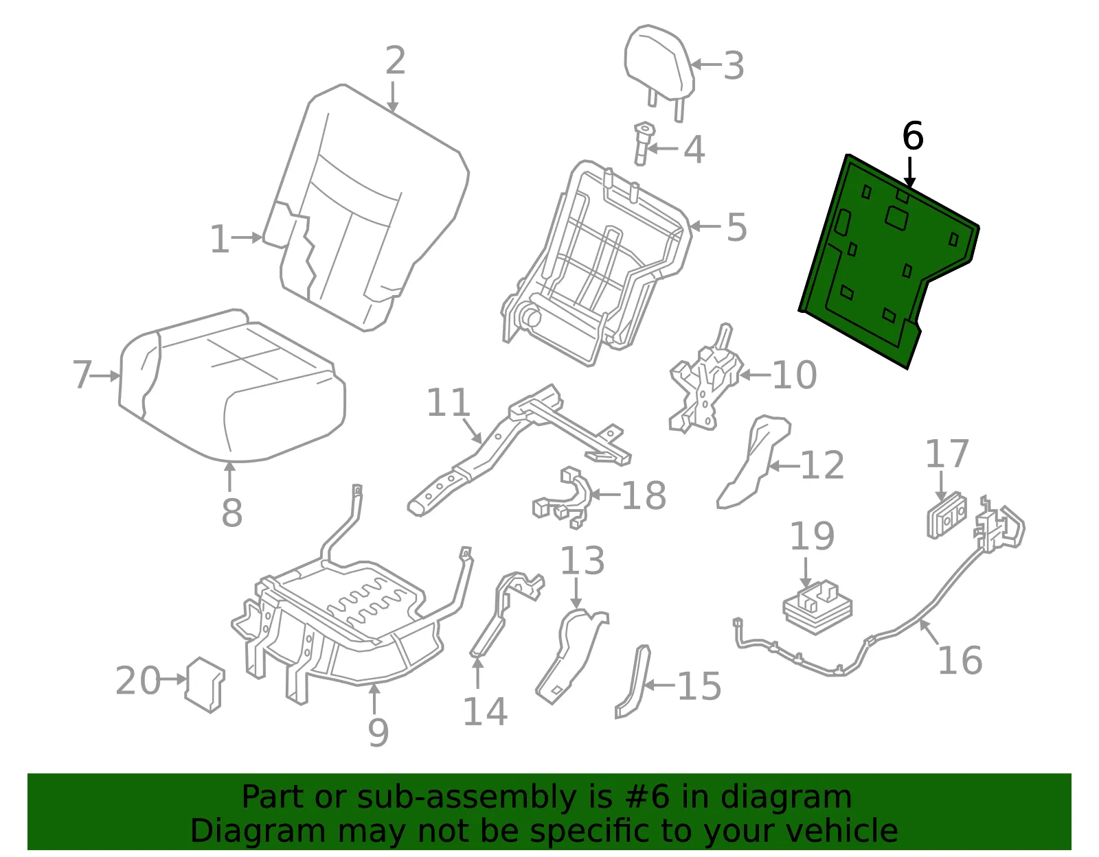Seat Back Panel - Nissan (88672-9UA0C) - view 2