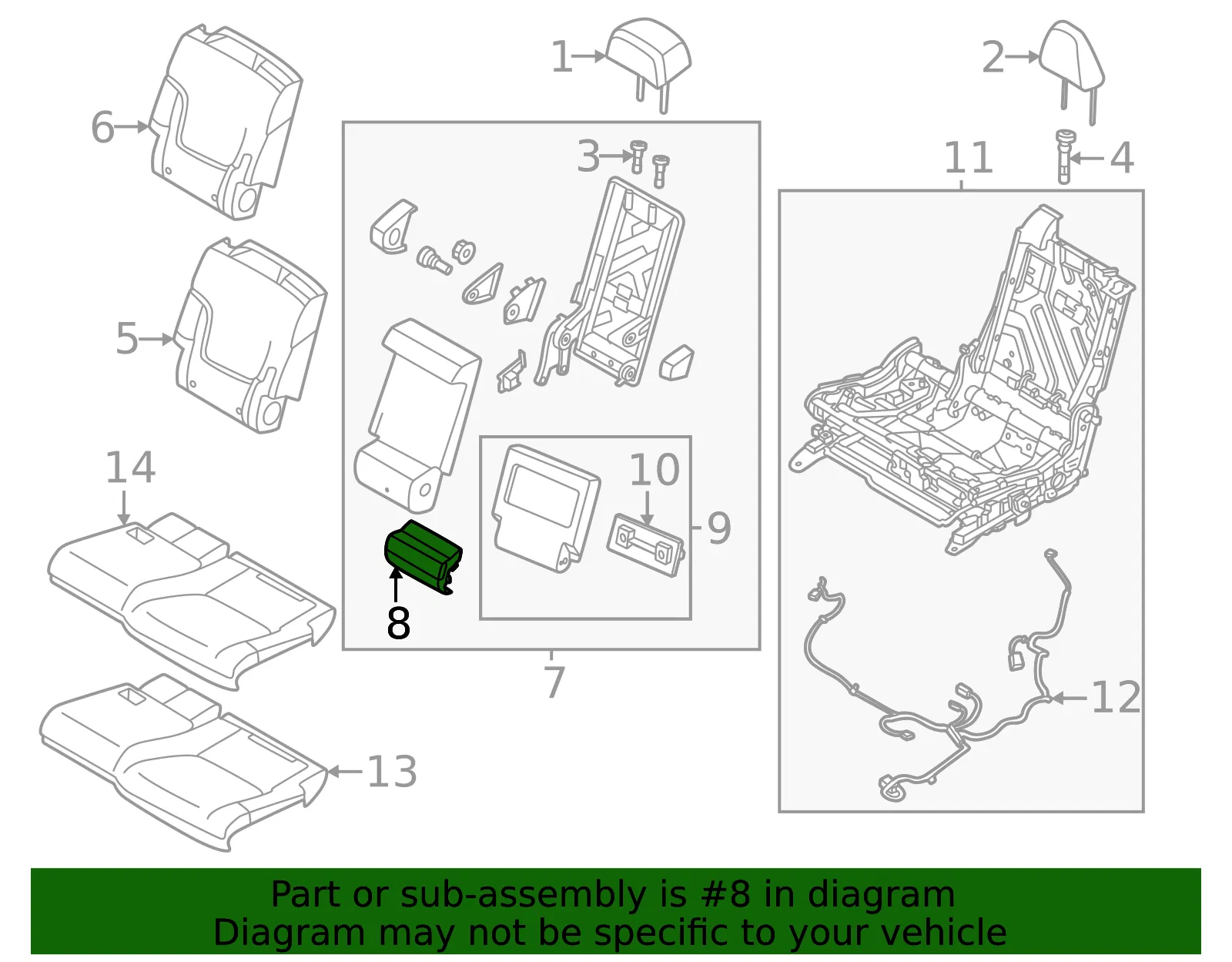 Seat Back Panel - Nissan (88678-7JA0A) - view 2