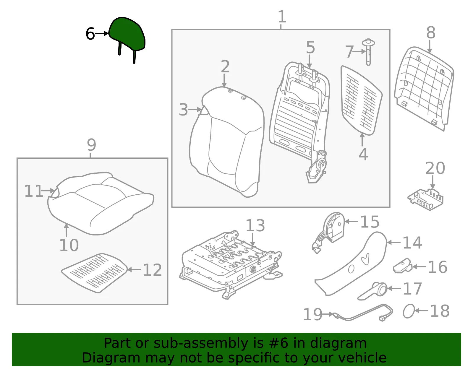 Headrest - Kia (88700-1M900AFV) - view 2