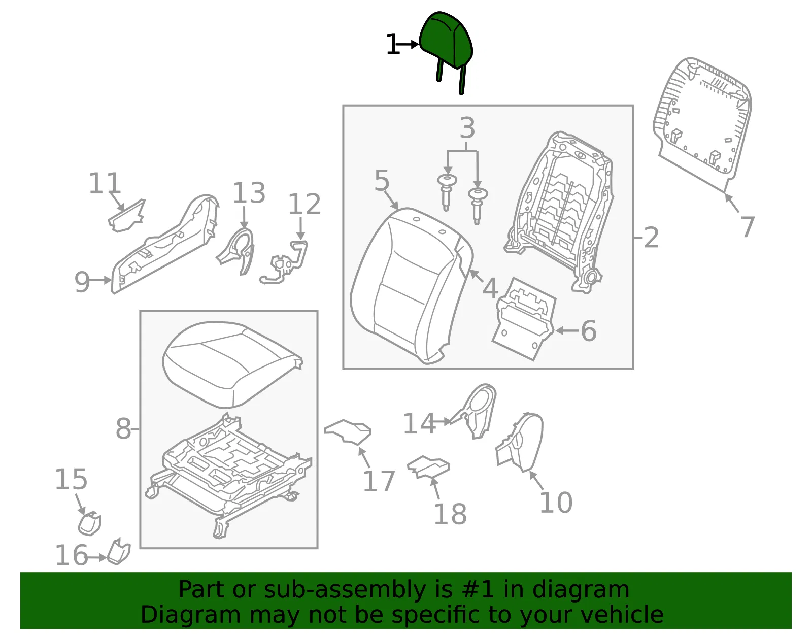 Headrest - Kia (88700-1U090ALX) - view 2